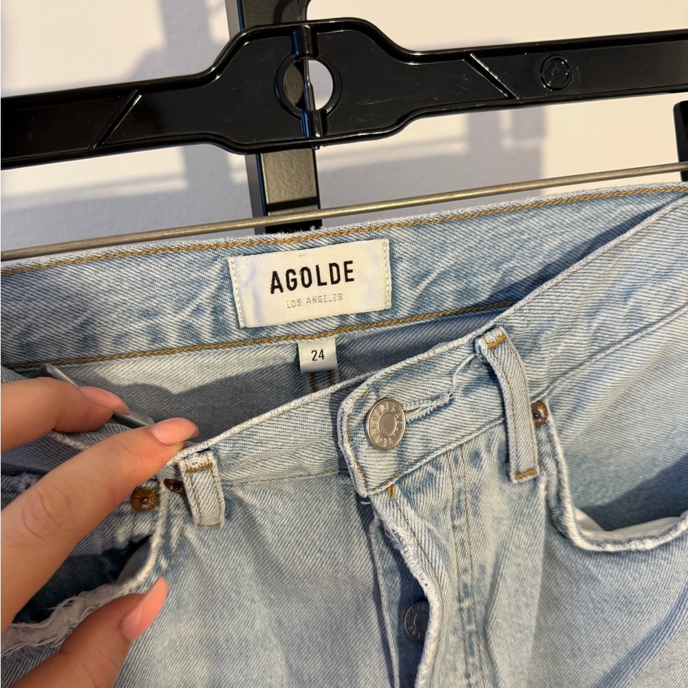 Agolde Light Blue Straight Leg Jeans Size 24 - Picture 3 of 6